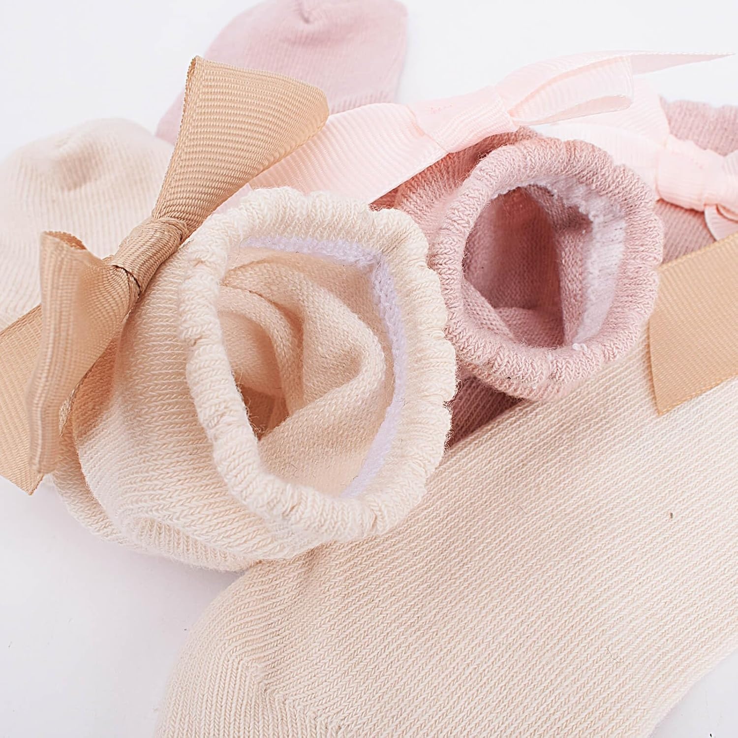 image:imageBQUBO Baby Knee High Sock Newborn Toddler Kids Girl Dress Socks Baby Knit Stocking Cotton Infant Bow Socks for 07 Years5 Pairs White Pink Beige Brown Black