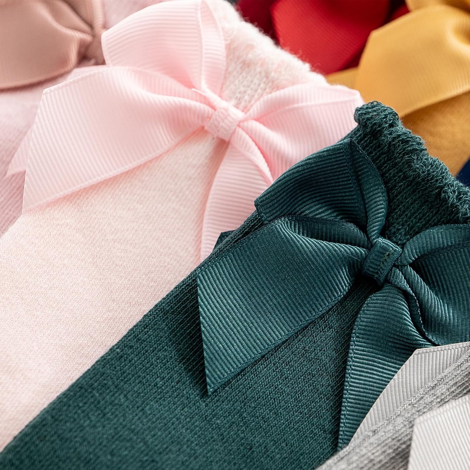 image:imageBQUBO Baby Knee High Sock Newborn Toddler Kids Girl Dress Socks Baby Knit Stocking Cotton Infant Bow Socks for 07 Years5 Pairs WhiteLight PinkRedGreenBlack
