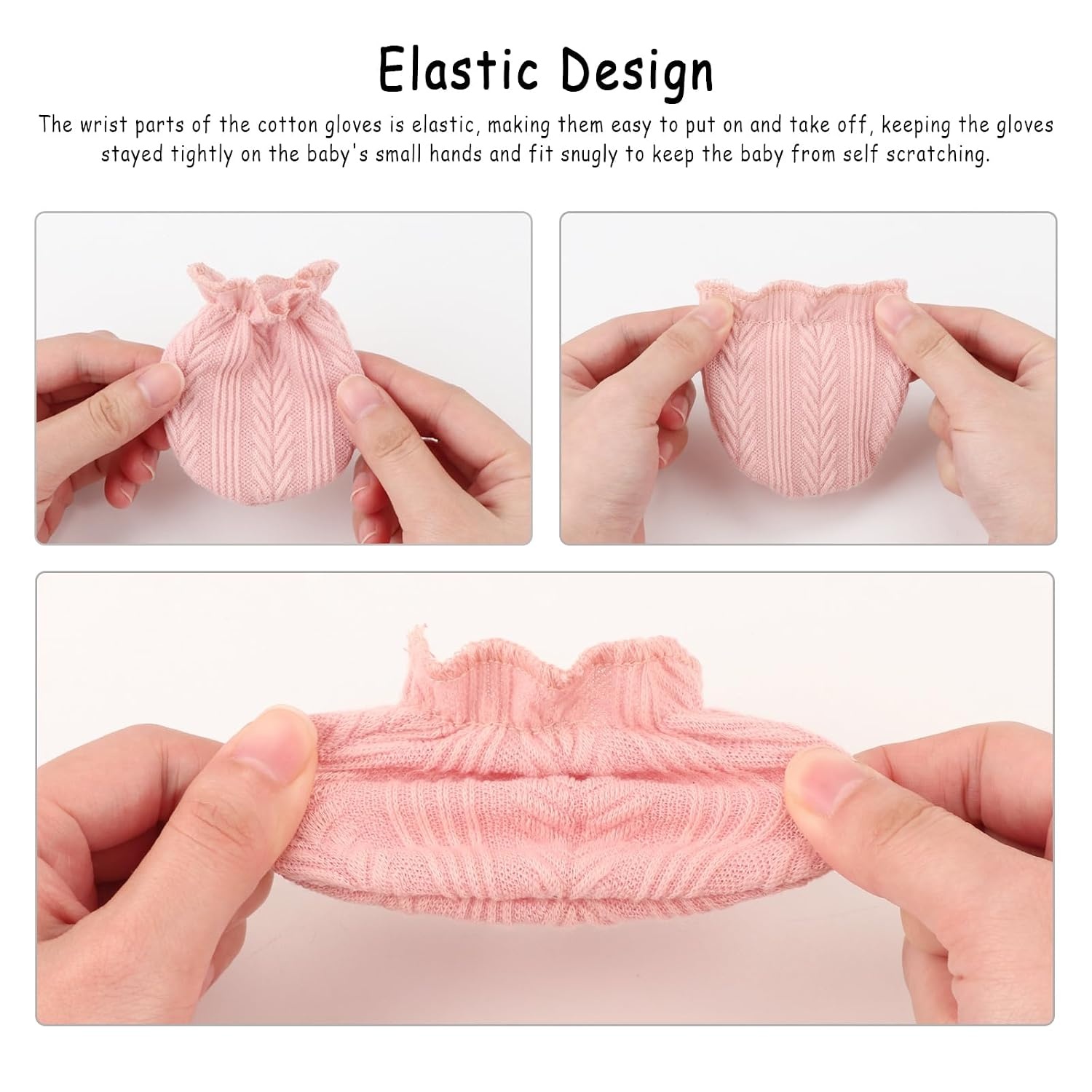 image:imageBQUBO Newborn Receiving Blankets Cotton Warm Sleepsack with Mittens amp Bow Hats Hospital Baby Swaddling Shower Gift3 Set Plain Bow Hat Mitten Blanket L