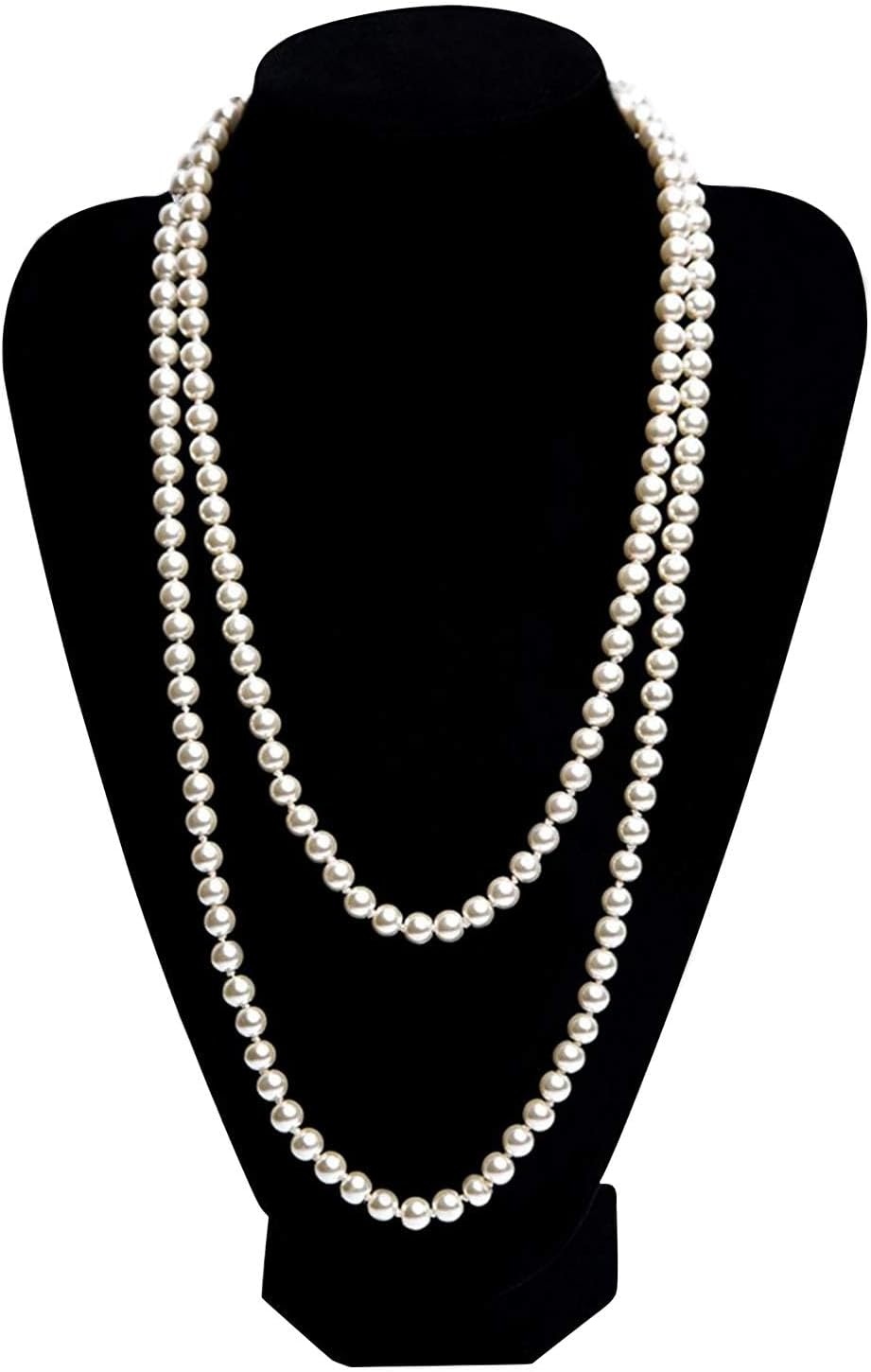 image:imageDRESHOW 1920s Great Gatsby Accessories for Women Flapper Headpiece Headband Gloves Costume Harlem Nights Accessories Set1920s Gatsby Black Silver Pearl Drop Earrings Set