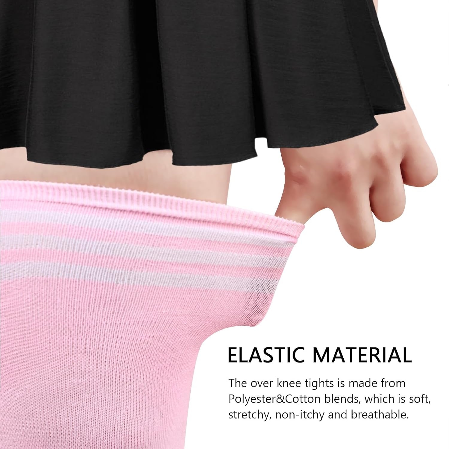 image:imageDRESHOW 6 Pairs High Thigh Socks Striped Over Knee Thin Tights Long Stocking for Women Leg Warmer6 Pairs Extra Long Striped Pink Purple Blue Whitepink Pinkwhite Blackwhite