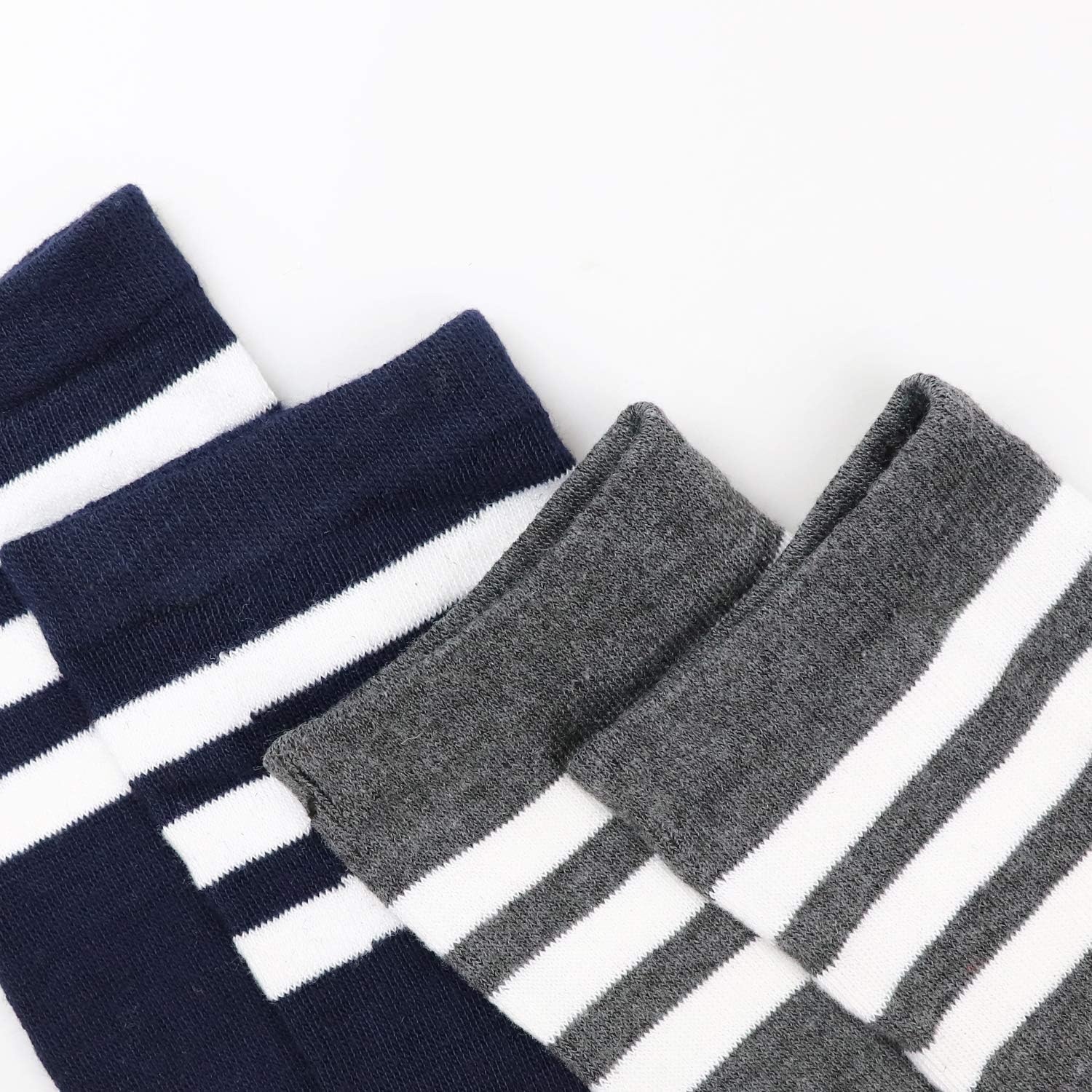 image:imageDRESHOW 6 Pairs High Thigh Socks Striped Over Knee Thin Tights Long Stocking for Women Leg Warmer6 Pairs Gray Black White Wine Red a