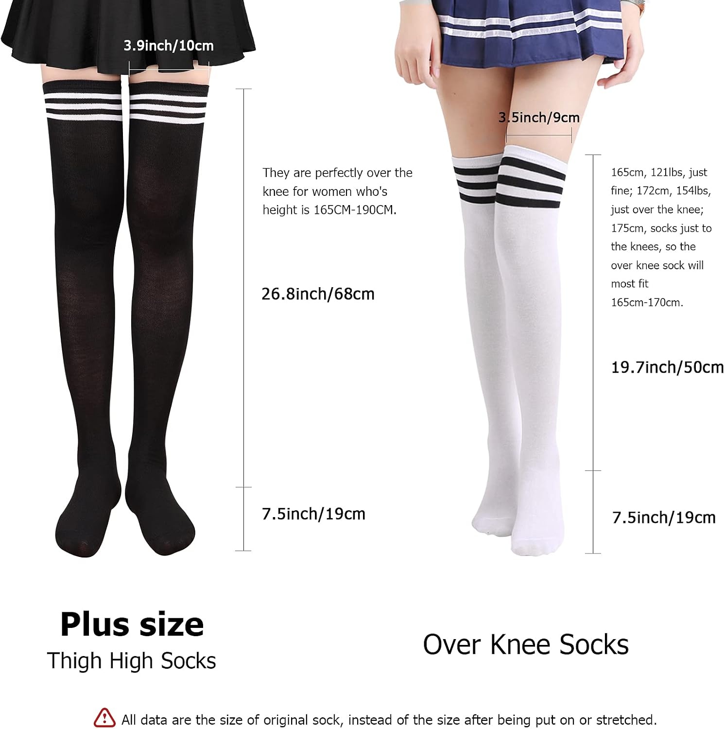 image:imageDRESHOW 6 Pairs High Thigh Socks Striped Over Knee Thin Tights Long Stocking for Women Leg Warmer6 Pairs White Light Gray Gray Burgundy Black Mustard