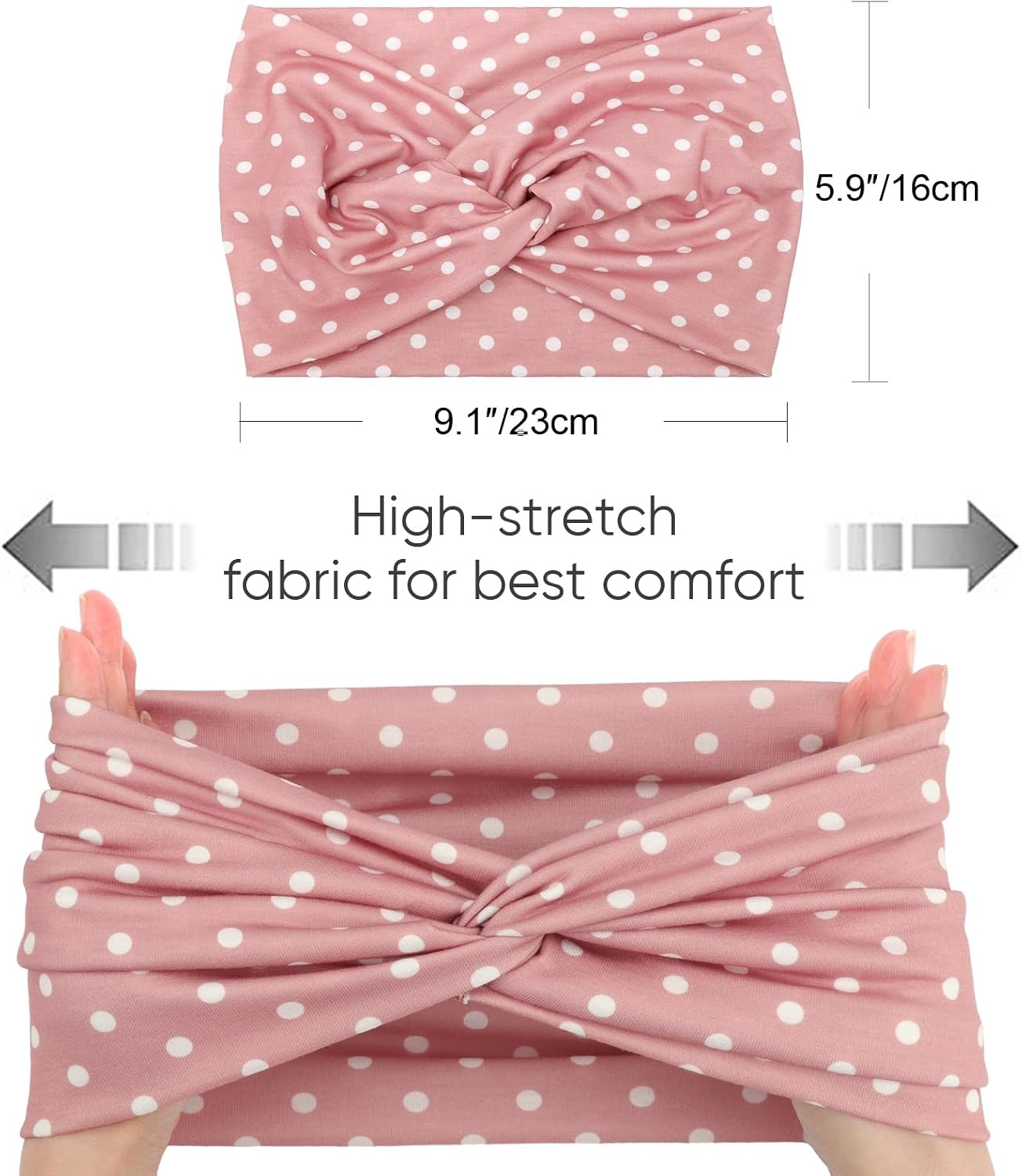 image:imageDRESHOW 8 Pack Headbands for Women Yoga Knotted Headbands Elastic Criss Cross Hair Accessories Sports Head Wrap Non Slip08 Pcs Polka Dot Style a