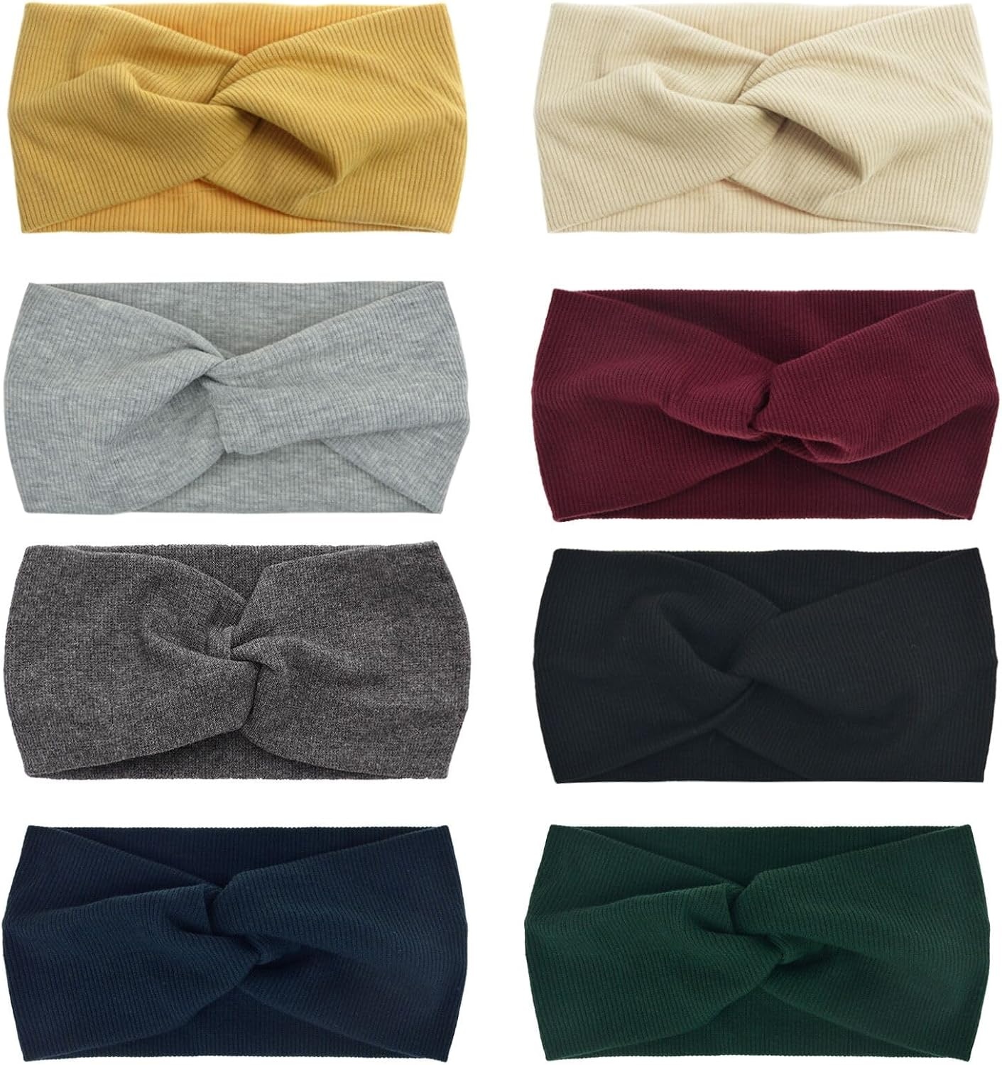 image:imageDRESHOW 8 Pack Headbands for Women Yoga Knotted Headbands Elastic Criss Cross Hair Accessories Sports Head Wrap Non Slip8 Pack Ha