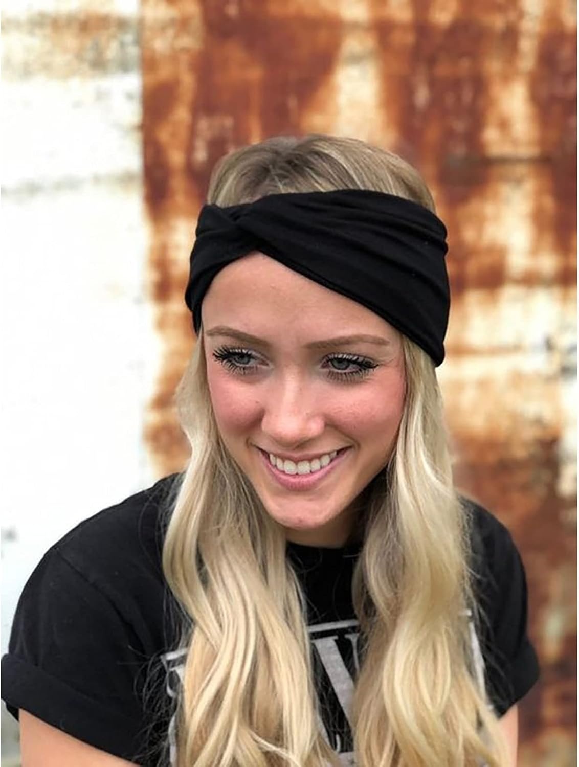 image:imageDRESHOW 8 Pack Headbands for Women Yoga Knotted Headbands Elastic Criss Cross Hair Accessories Sports Head Wrap Non Slip8 Pack Plain Black