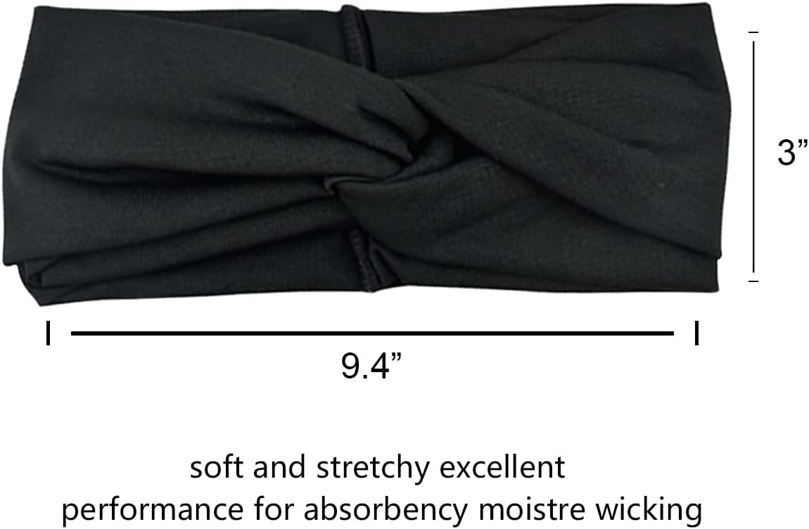 image:imageDRESHOW 8 Pack Headbands for Women Yoga Knotted Headbands Elastic Criss Cross Hair Accessories Sports Head Wrap Non Slip8 Pack Plain Black