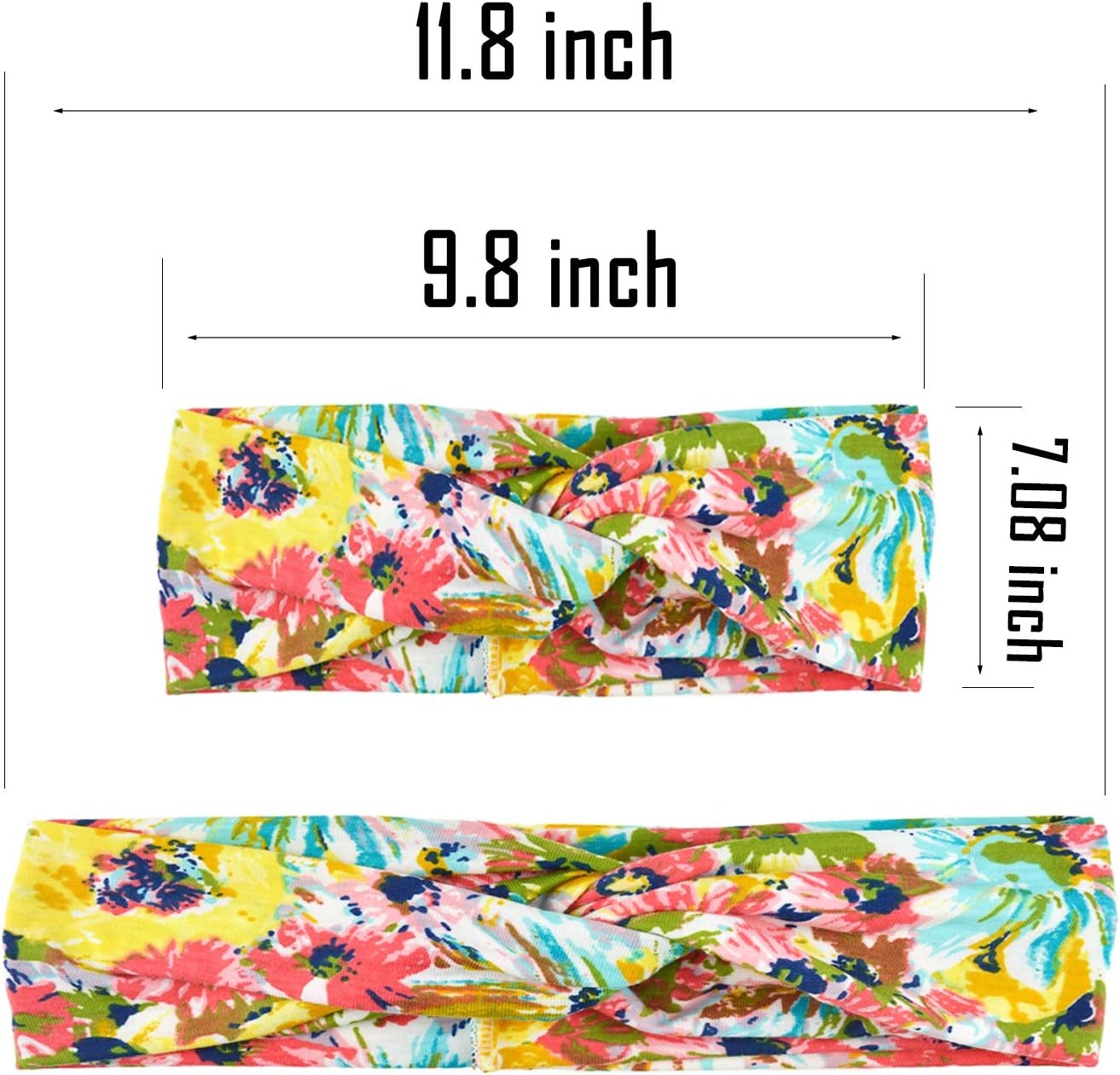 image:imageDRESHOW 8 Pack Headbands for Women Yoga Knotted Headbands Elastic Criss Cross Hair Accessories Sports Head Wrap Non Slip8 Pack Printed