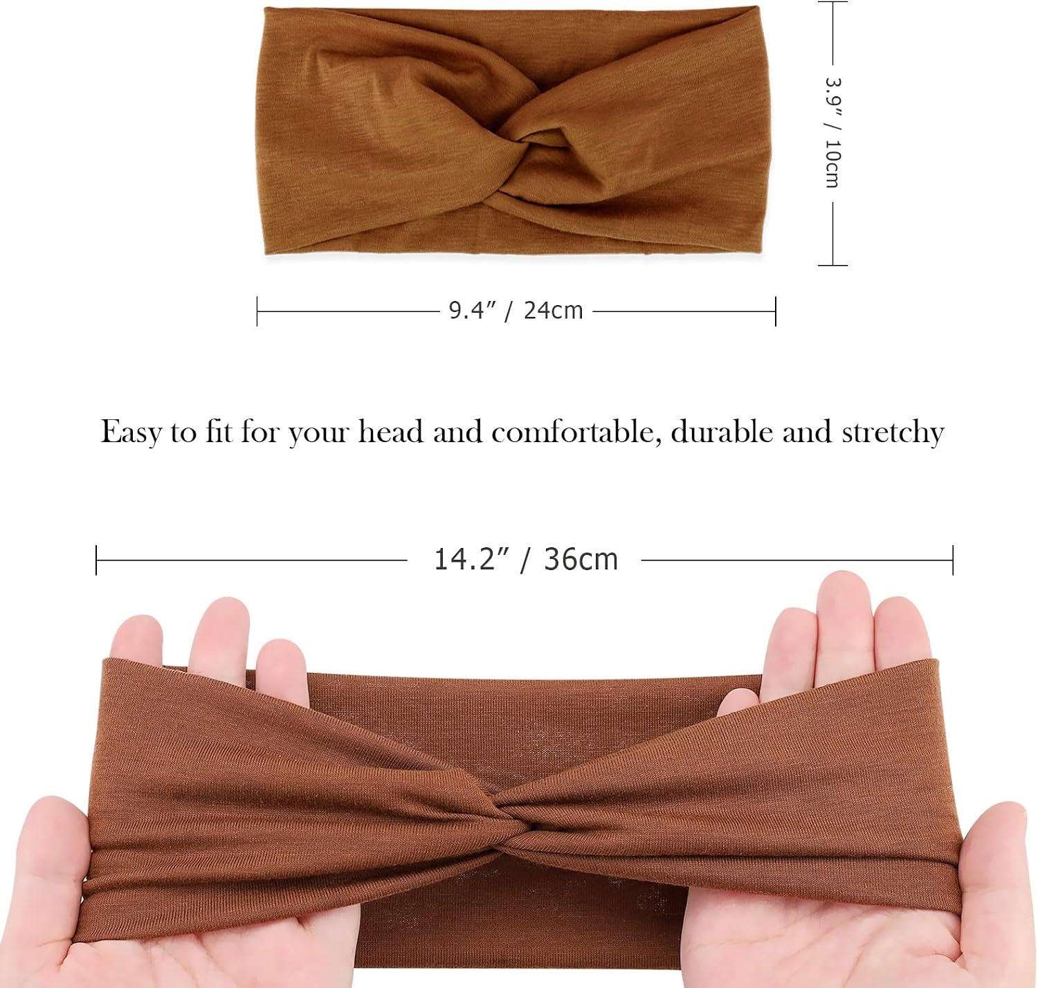 image:imageDRESHOW 8 Pack Headbands for Women Yoga Knotted Headbands Elastic Criss Cross Hair Accessories Sports Head Wrap Non SlipC Criss Cross Solid Color B