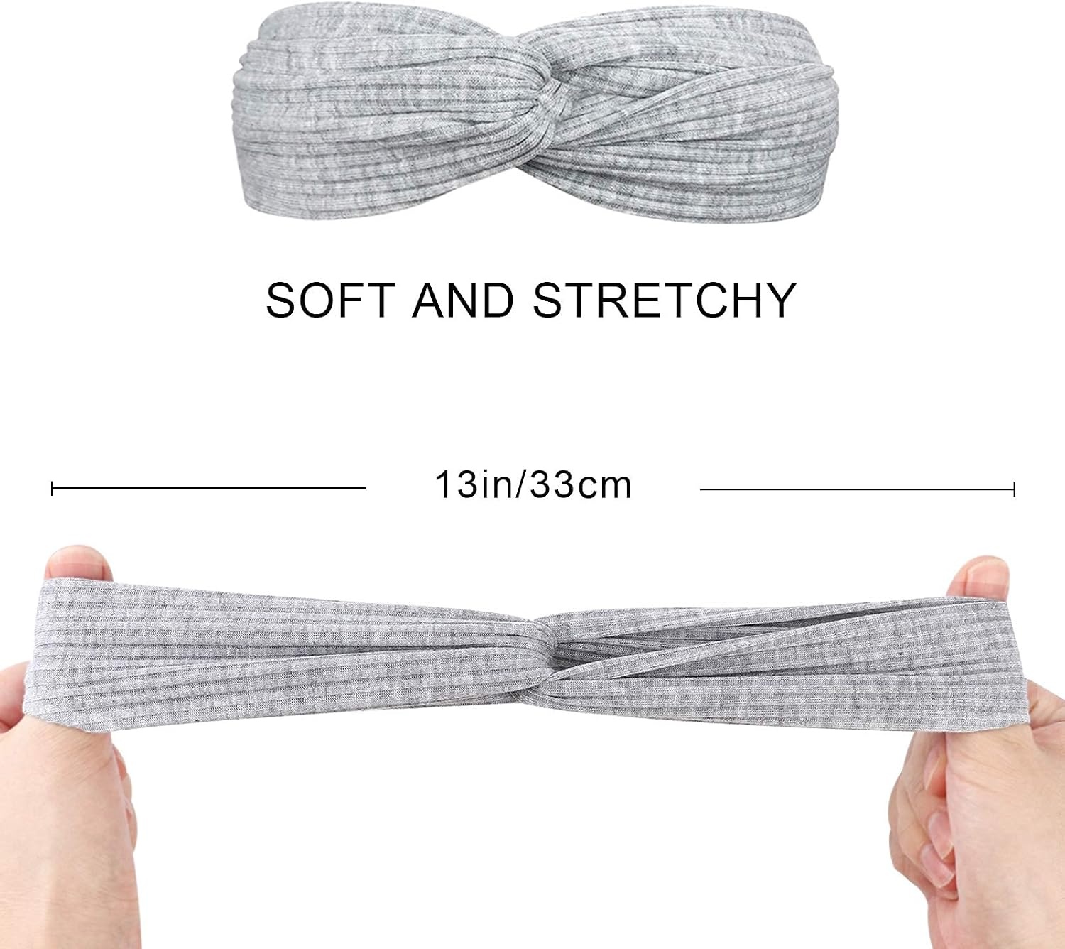 image:imageDRESHOW 8 Pack Headbands for Women Yoga Knotted Headbands Elastic Criss Cross Hair Accessories Sports Head Wrap Non SlipRibbed Neutral Essential Tones