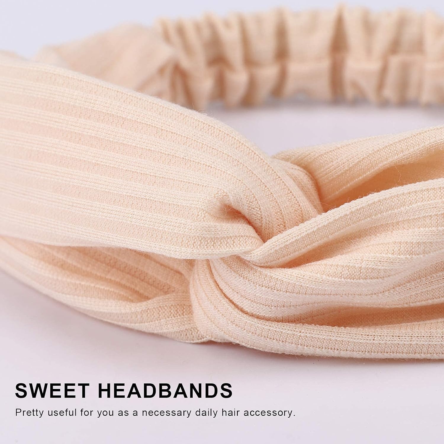 image:imageDRESHOW 8 Pack Headbands for Women Yoga Knotted Headbands Elastic Criss Cross Hair Accessories Sports Head Wrap Non SlipRibbed Neutral Essential Tones