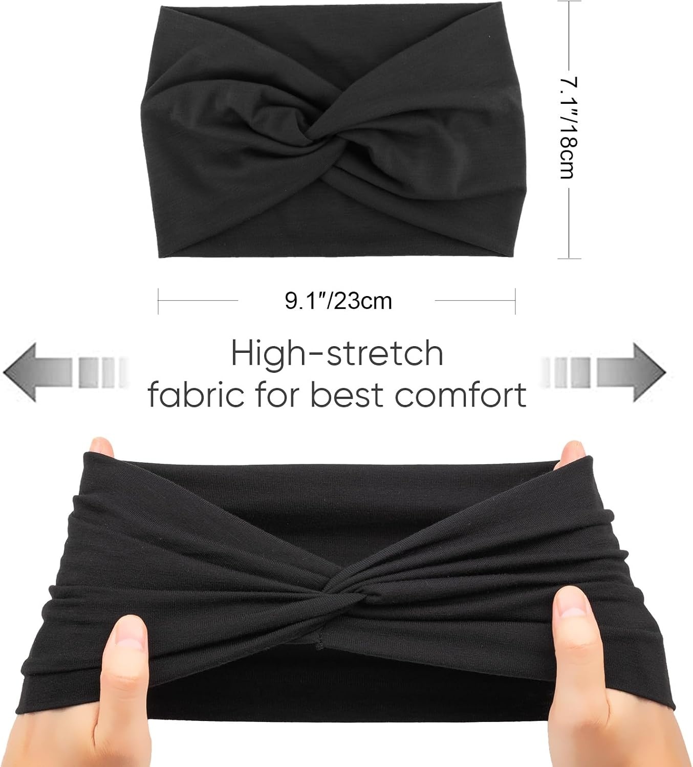 image:imageDRESHOW 8 Pack Headbands for Women Yoga Knotted Headbands Elastic Criss Cross Hair Accessories Sports Head Wrap Non SlipTurban Solid Color C