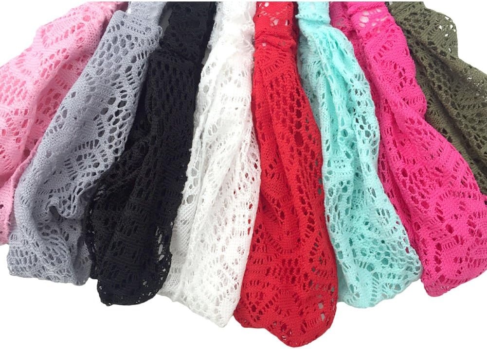 image:imageDRESHOW 8 Pack Headbands for Women Yoga Knotted Headbands Elastic Criss Cross Hair Accessories Sports Head Wrap Non SlipU8 Pack Lace Wide Headband a