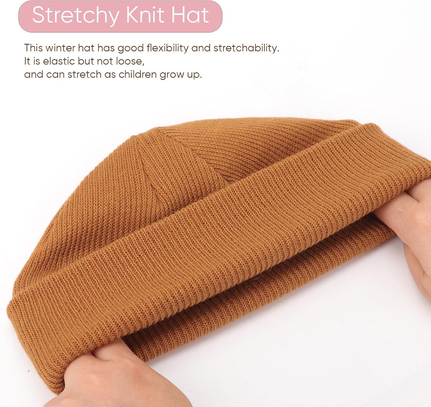 image:imageDRESHOW BQUBO 3 Pack Baby Beanies Toddler Kids Winter Hats Soft Knit Hat for Baby Boys Girls Warm Cap Beanies3 Pack Knit Cap Beige Caramel Black