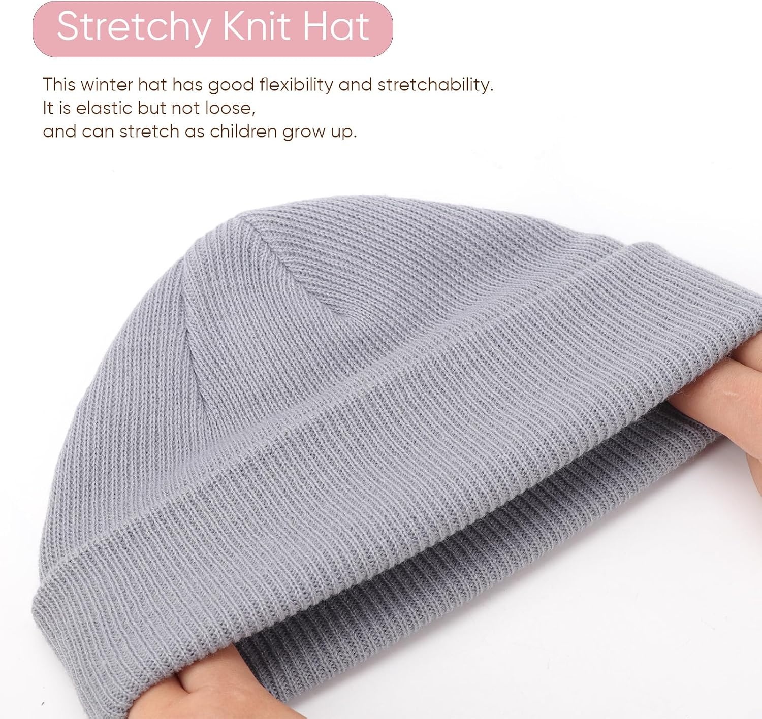 image:imageDRESHOW BQUBO 3 Pack Baby Beanies Toddler Kids Winter Hats Soft Knit Hat for Baby Boys Girls Warm Cap Beanies3 Pack Knit Cap Light Grey Khaki Black