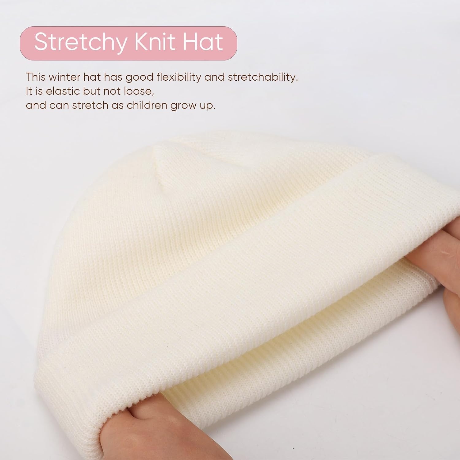 image:imageDRESHOW BQUBO 3 Pack Baby Beanies Toddler Kids Winter Hats Soft Knit Hat for Baby Boys Girls Warm Cap Beanies3 Pack Knit Cap White Dark Grey Navy Blue