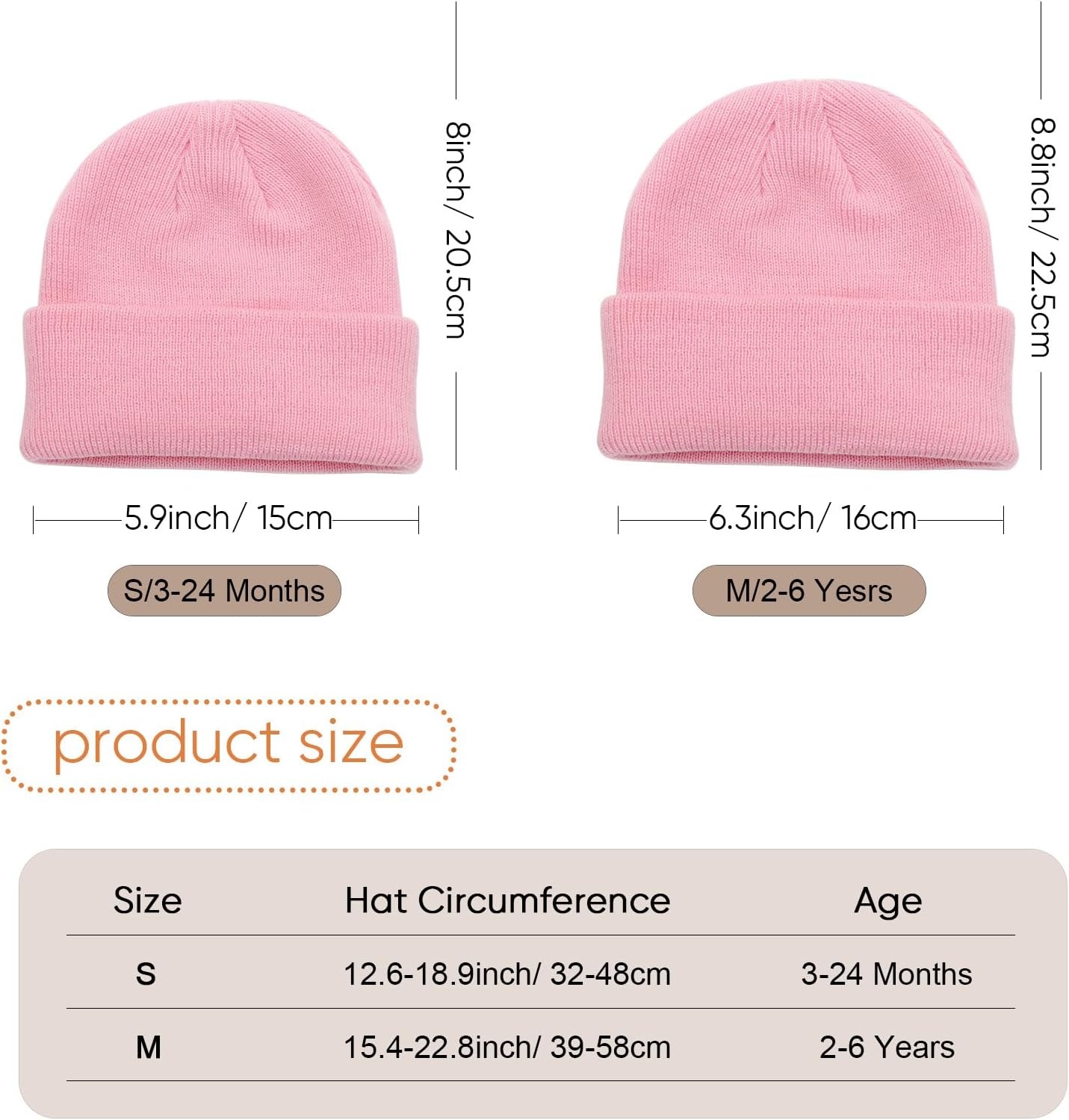 image:imageDRESHOW BQUBO 3 Pack Baby Beanies Toddler Kids Winter Hats Soft Knit Hat for Baby Boys Girls Warm Cap Beanies3 Pack Knit Cap White Light Pink Rose