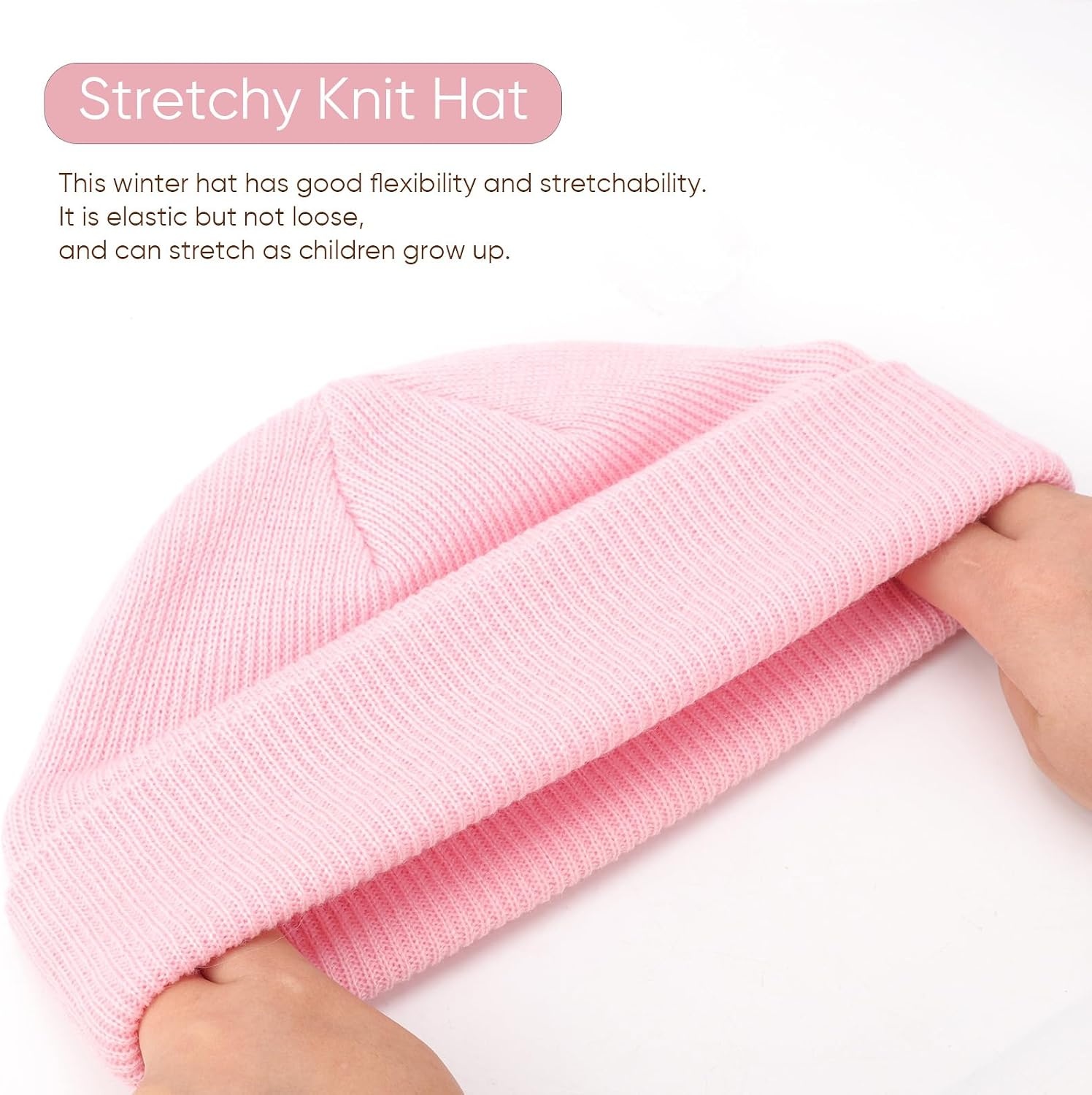 image:imageDRESHOW BQUBO 3 Pack Baby Beanies Toddler Kids Winter Hats Soft Knit Hat for Baby Boys Girls Warm Cap Beanies3 Pack Knit Cap White Light Pink Rose
