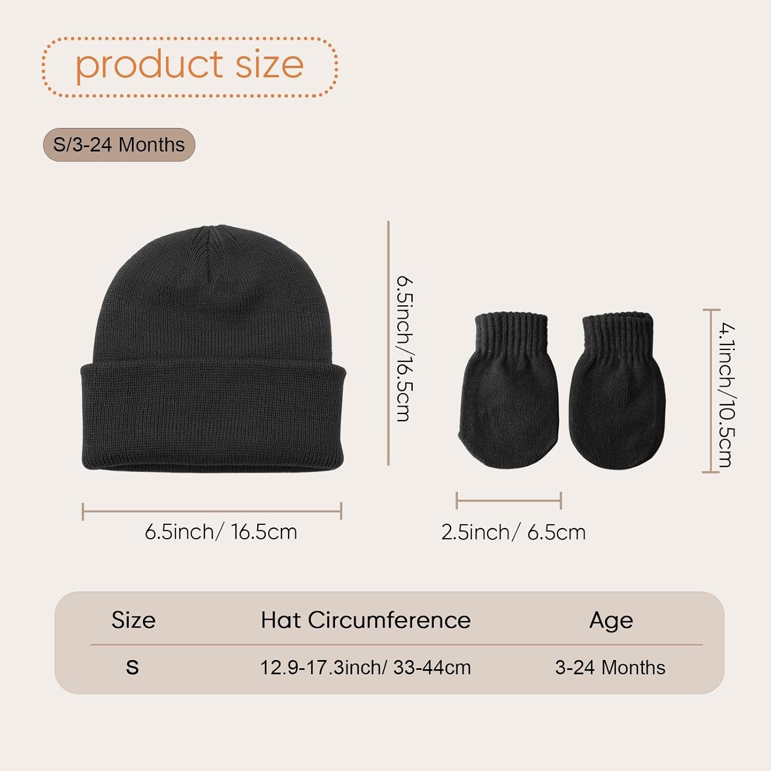 image:imageDRESHOW BQUBO 3 Pack Baby Beanies Toddler Kids Winter Hats Soft Knit Hat for Baby Boys Girls Warm Cap Beanies3 Sets Knit Hat Mittens Light Grey Navy Blue Black