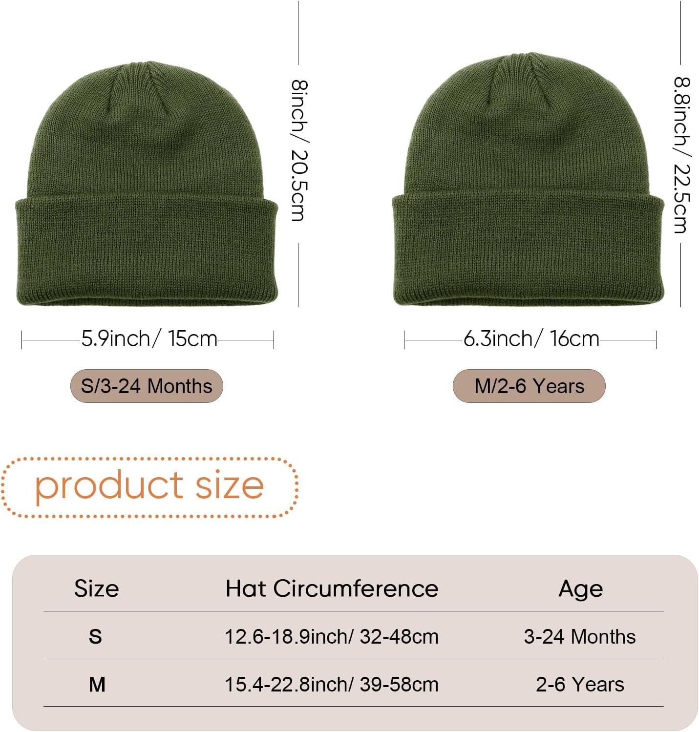 image:imageDRESHOW BQUBO 3 Pack Baby Beanies Toddler Kids Winter Hats Soft Knit Hat for Baby Boys Girls Warm Cap Beanies4 Pack Knit Cap Beige Navy Blue Army Green Black