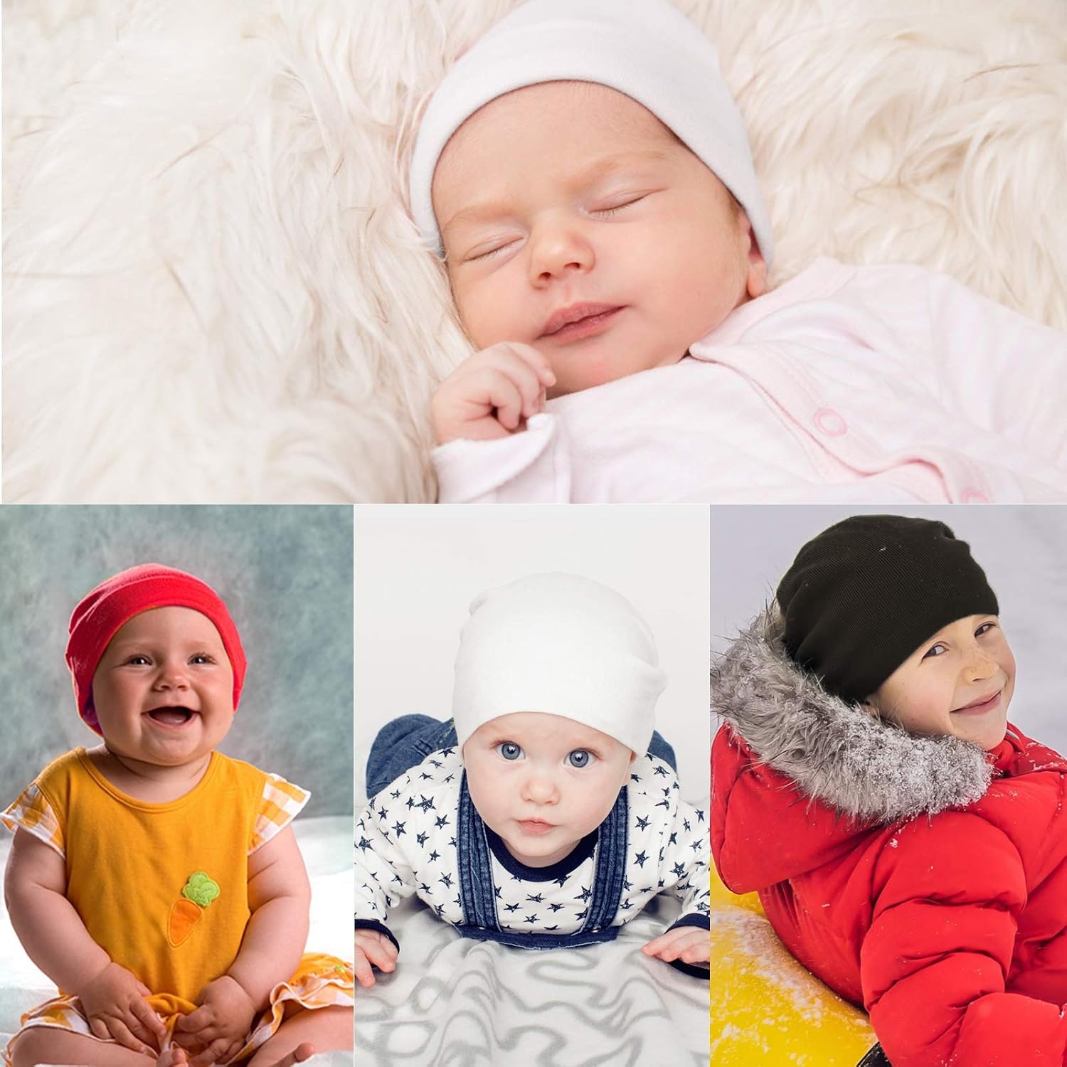 image:imageDRESHOW BQUBO 8 Pack Baby Newborn Hats Infant Toddler Kid Hats Soft Nursery Beanie Unisex Beanie Hat for Boys Girls 06 Years8 Pack C
