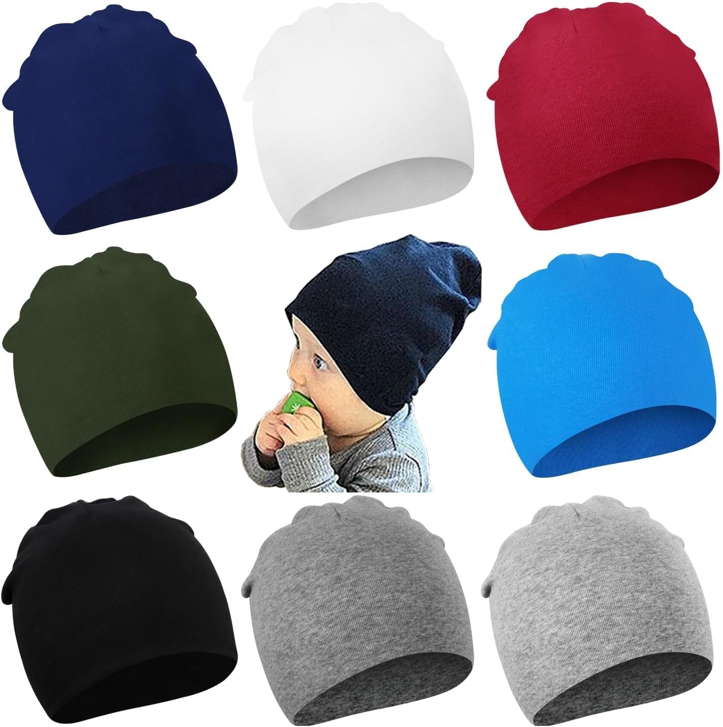 image:imageDRESHOW BQUBO 8 Pack Baby Newborn Hats Infant Toddler Kid Hats Soft Nursery Beanie Unisex Beanie Hat for Boys Girls 06 Years8 Pack Eb