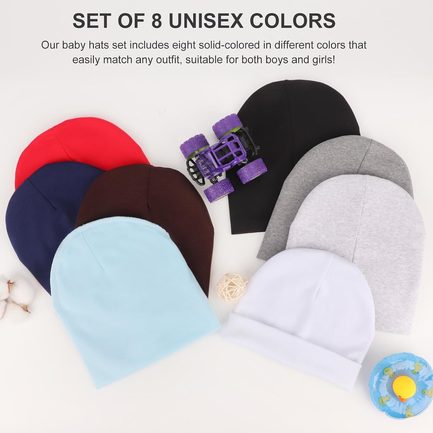 image:imageDRESHOW BQUBO 8 Pack Baby Newborn Hats Infant Toddler Kid Hats Soft Nursery Beanie Unisex Beanie Hat for Boys Girls 06 Years8 Pack H
