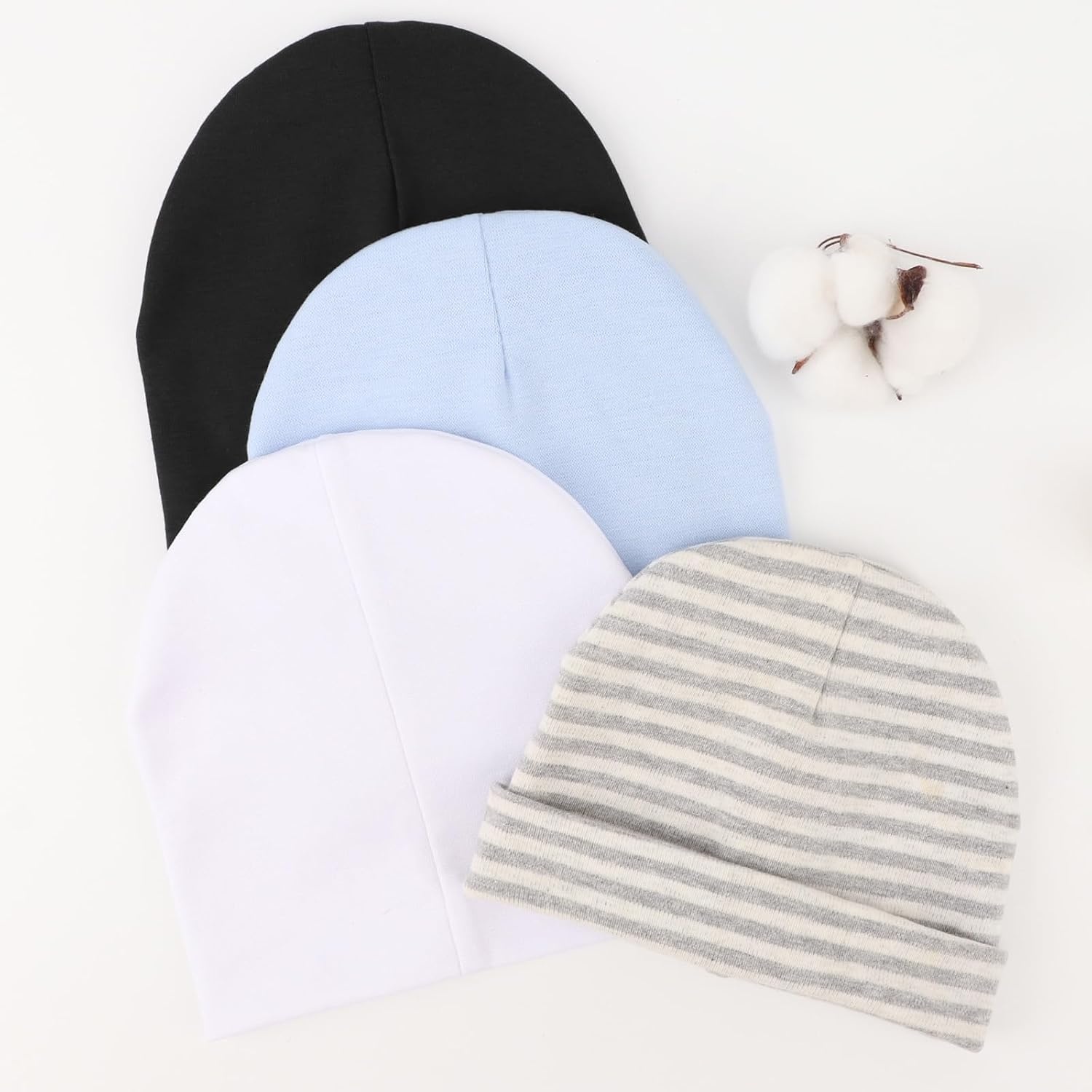 image:imageDRESHOW BQUBO 8 Pack Baby Newborn Hats Infant Toddler Kid Hats Soft Nursery Beanie Unisex Beanie Hat for Boys Girls 06 Years8 Pack J