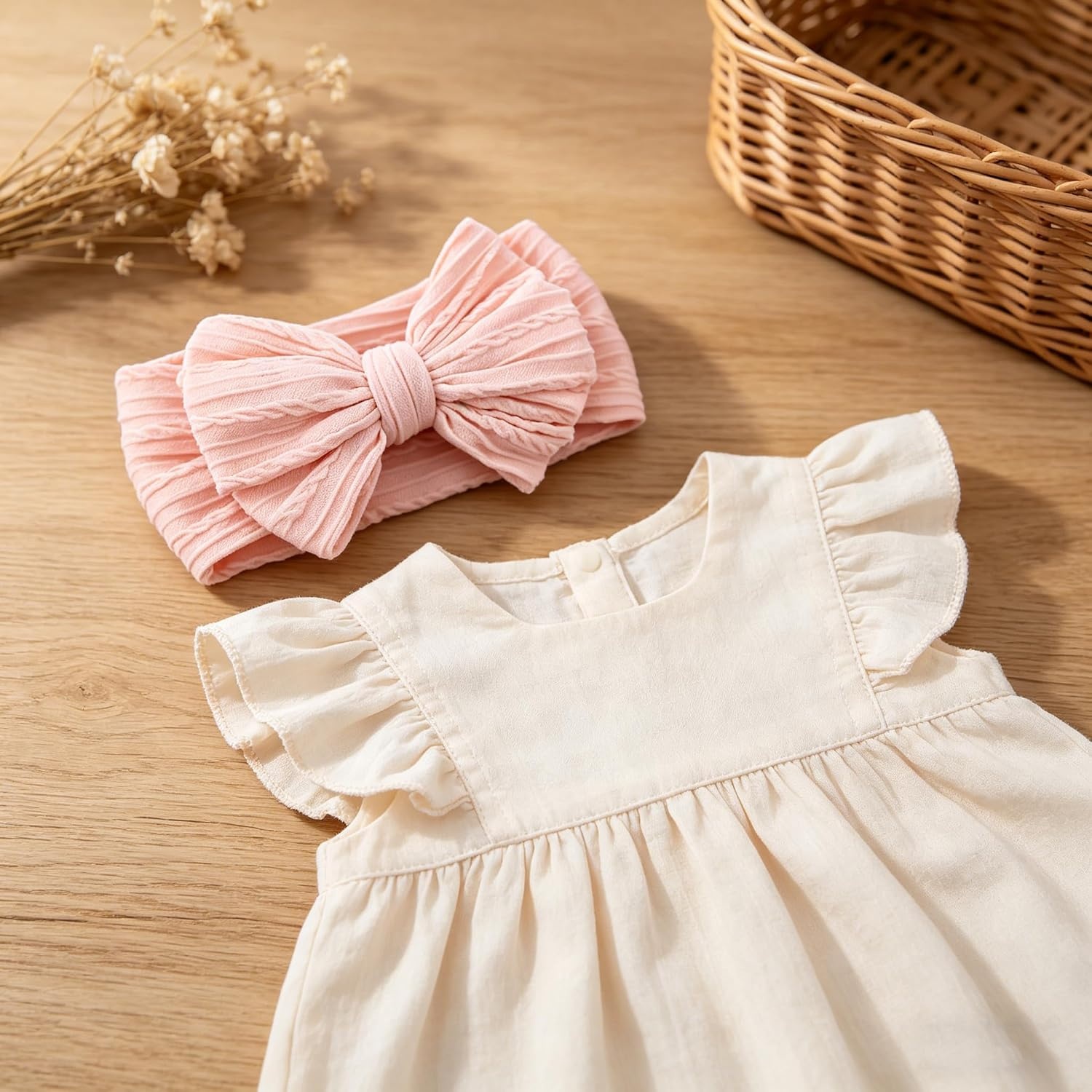 image:imageDRESHOW BQUBO Handmade Baby Headbands Soft amp Stretchy Hair Bands with Bows Nylon Bows Hairbands for Girls Newborn Infant Toddlers Hair Accessories 3 pack3 Pack Twists Patterned Bows Pink Light Pink Barbie Pink