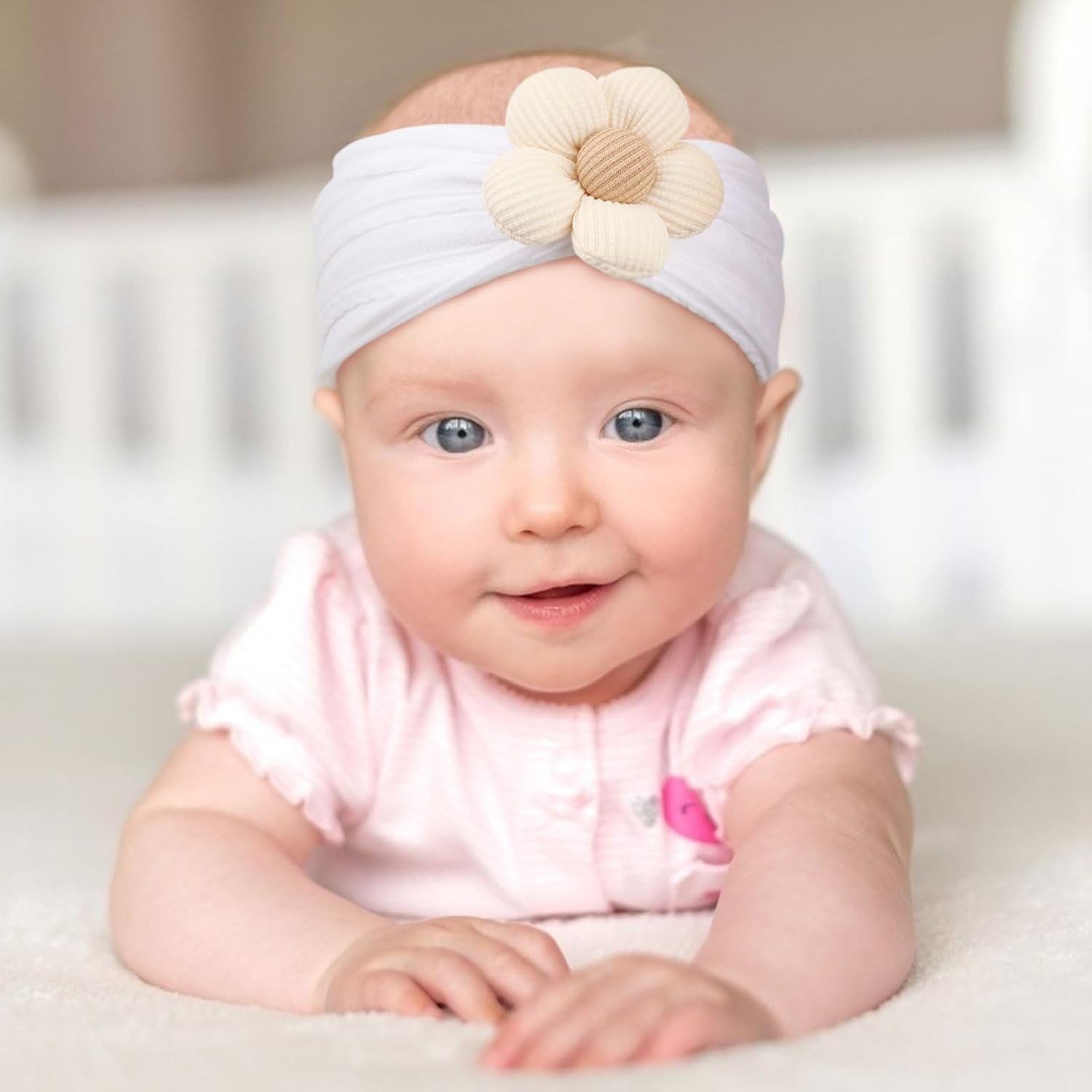 image:imageDRESHOW BQUBO Handmade Baby Headbands Soft amp Stretchy Hair Bands with Bows Nylon Bows Hairbands for Girls Newborn Infant Toddlers Hair Accessories 3 pack3 Pcs WhitePinkBlack