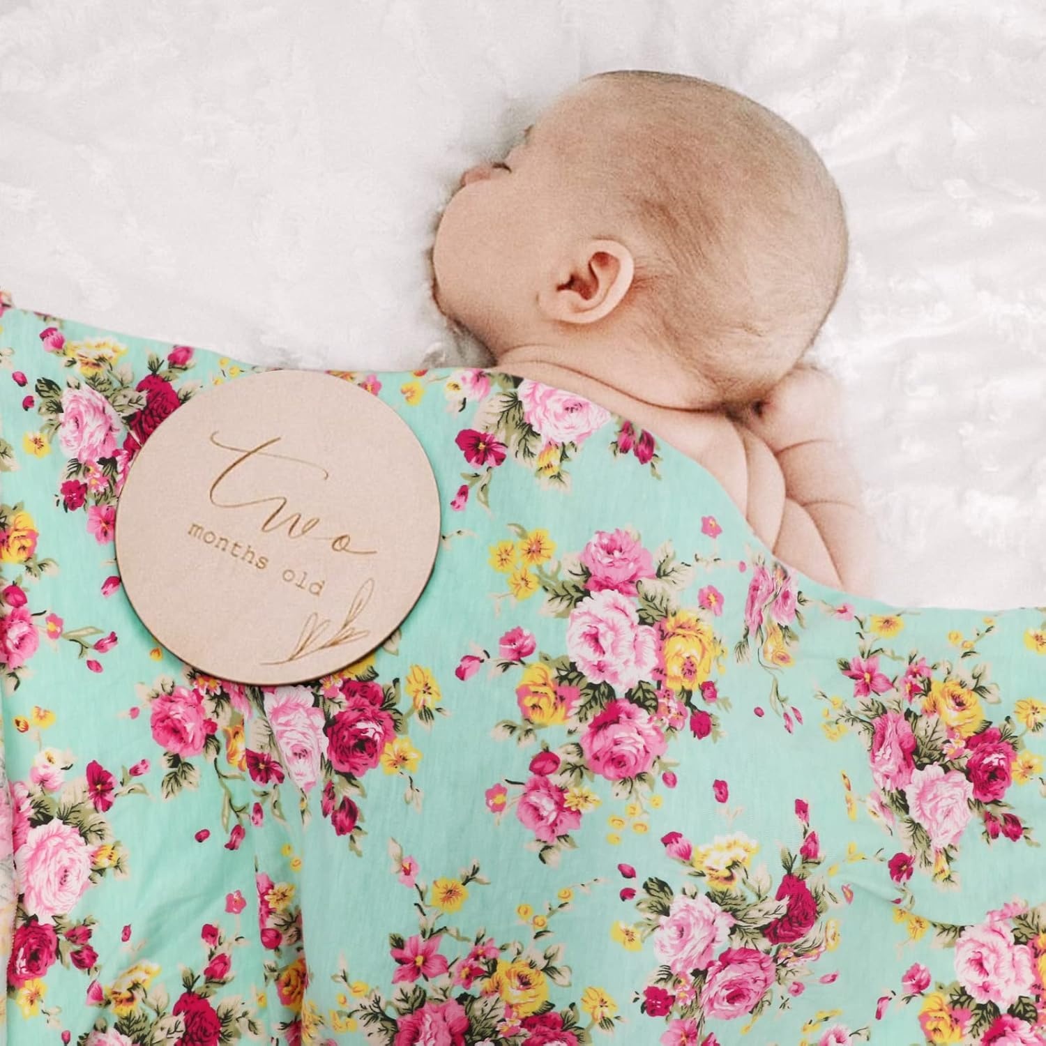 image:imageDRESHOW BQUBO Newborn Receiving Blanket with Bow Hat Set Flower Print Baby Swaddle Blankets with Beanie Nursery Swaddle Wrap 3 Sets3 Floral Sets Blanket Bow Hat Mittens Birth Announcement Card F