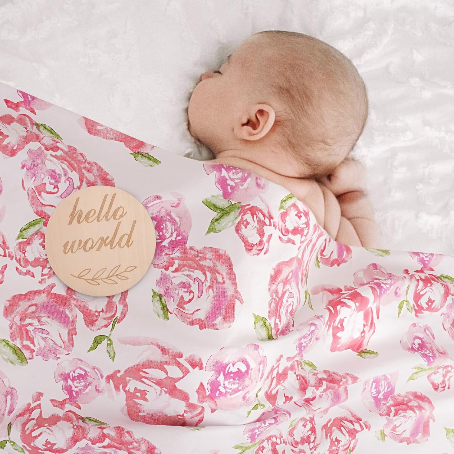 image:imageDRESHOW BQUBO Newborn Receiving Blanket with Bow Hat Set Flower Print Baby Swaddle Blankets with Beanie Nursery Swaddle Wrap 3 Sets3 Pack Floral Newborn Swaddle Headband Sets