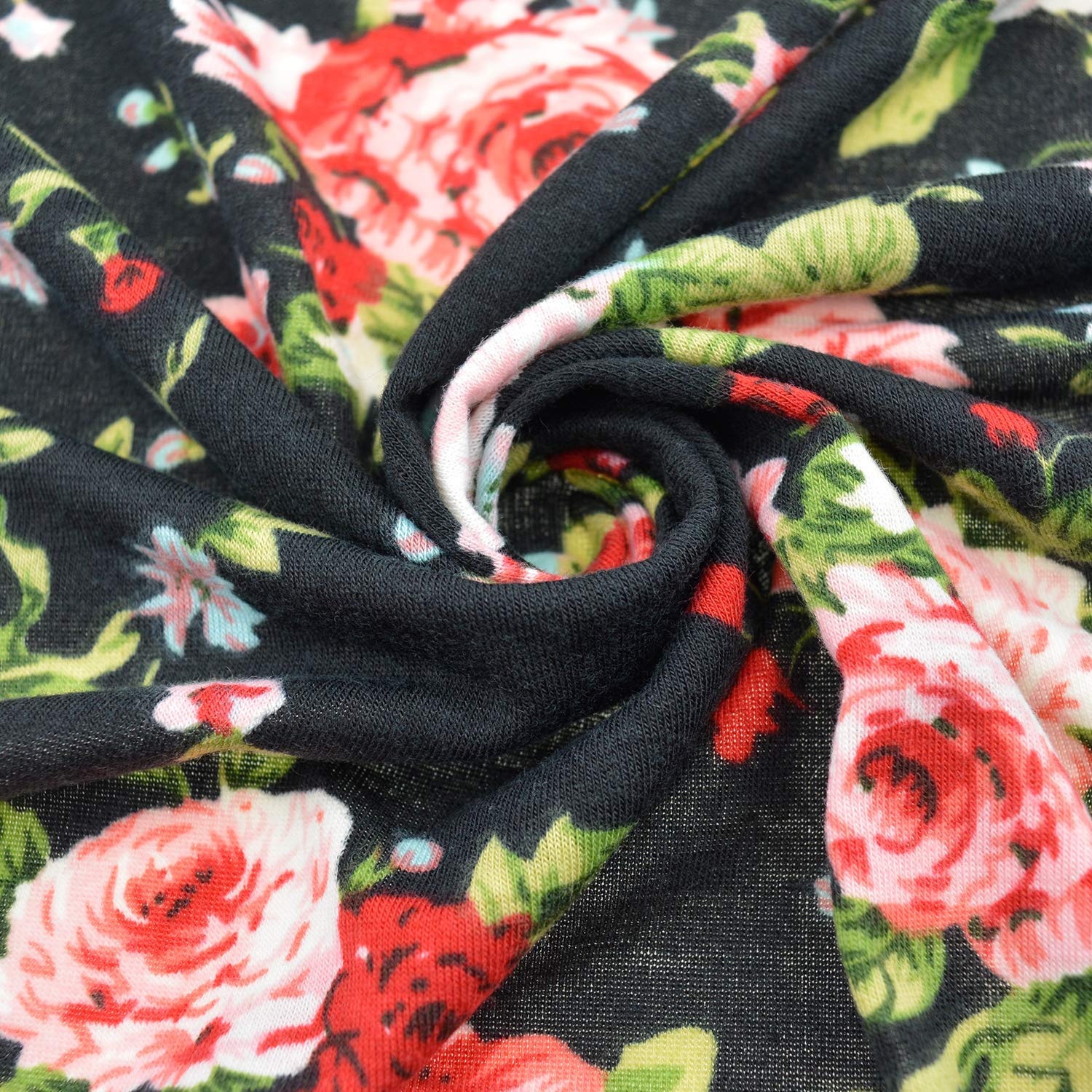 image:imageDRESHOW BQUBO Newborn Receiving Blanket with Bow Hat Set Flower Print Baby Swaddle Blankets with Beanie Nursery Swaddle Wrap 3 Sets3 Sets Printed Bow Hat Blanket Black Pink Green