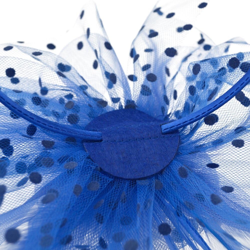 image:imageDRESHOW Fascinators Hat Flower Mesh Ribbons Feathers on a Headband and a Clip Tea Party Headwear for Girls and Women7 Diameter Royal Blue