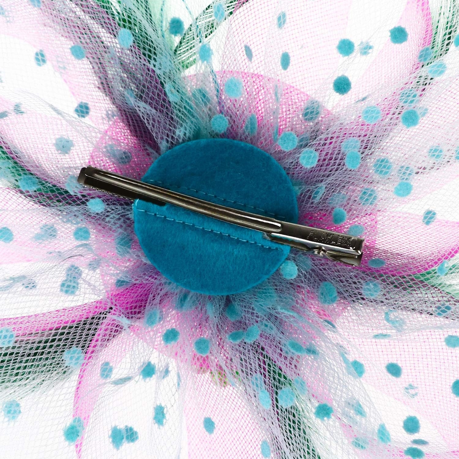 image:imageDRESHOW Fascinators Hat Flower Mesh Ribbons Feathers on a Headband and a Clip Tea Party Headwear for Girls and Women7 Diameter Green Rose Sky Blue