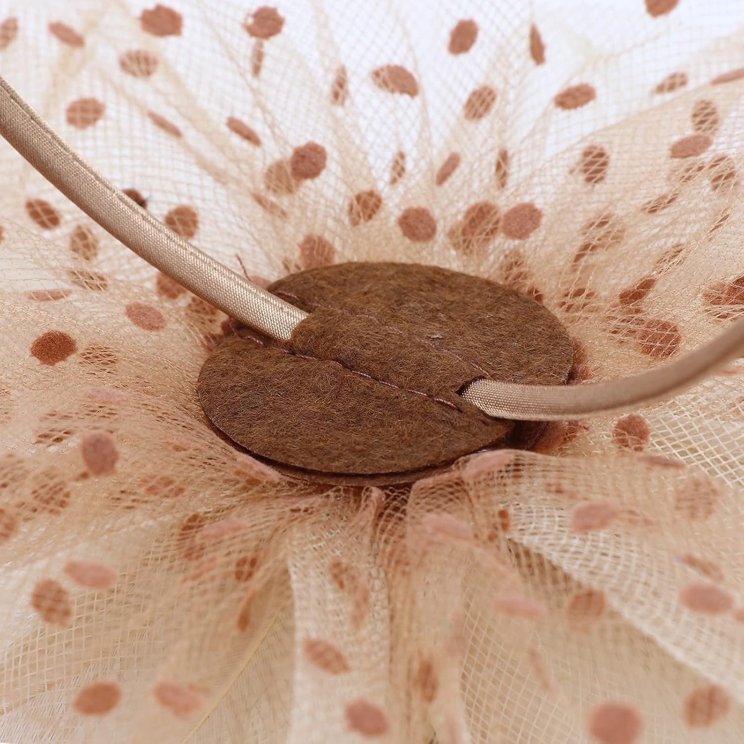 image:imageDRESHOW Fascinators Hat Flower Mesh Ribbons Feathers on a Headband and a Clip Tea Party Headwear for Girls and Women7 Diameter Khaki Apricot