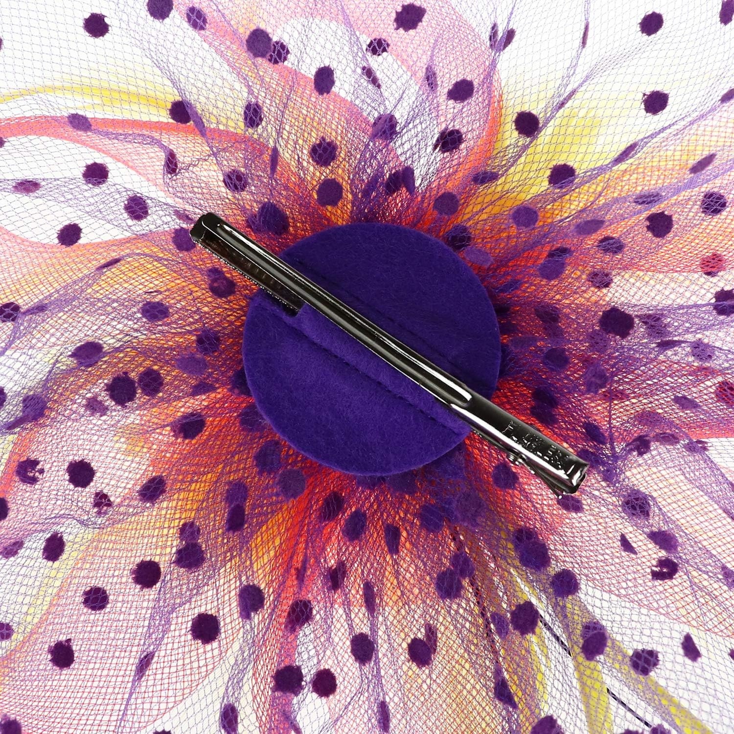 image:imageDRESHOW Fascinators Hat Flower Mesh Ribbons Feathers on a Headband and a Clip Tea Party Headwear for Girls and Women7 Diameter Red Purple Yellow