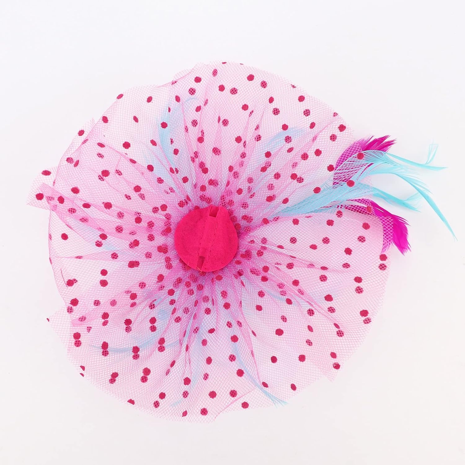 image:imageDRESHOW Fascinators Hat Flower Mesh Ribbons Feathers on a Headband and a Clip Tea Party Headwear for Girls and Women7 Diameter Rose Sky Blue White
