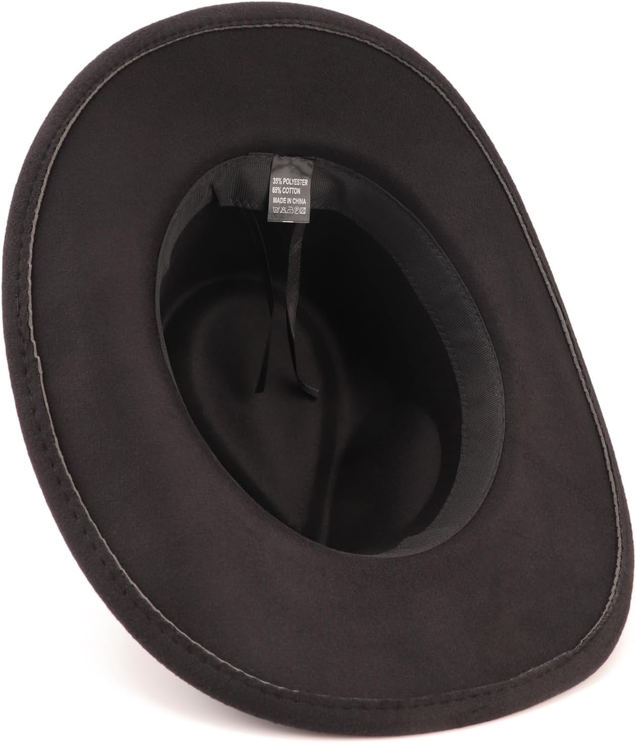 image:imageDRESHOW Women Men Classic Felt Wide Brim Western Cowboy amp Cowgirl Cap Belt Buckle Retro Panama Hat Unisex Rolled up Caps1 Pack Style 1 Black a Hat Circumference 22228