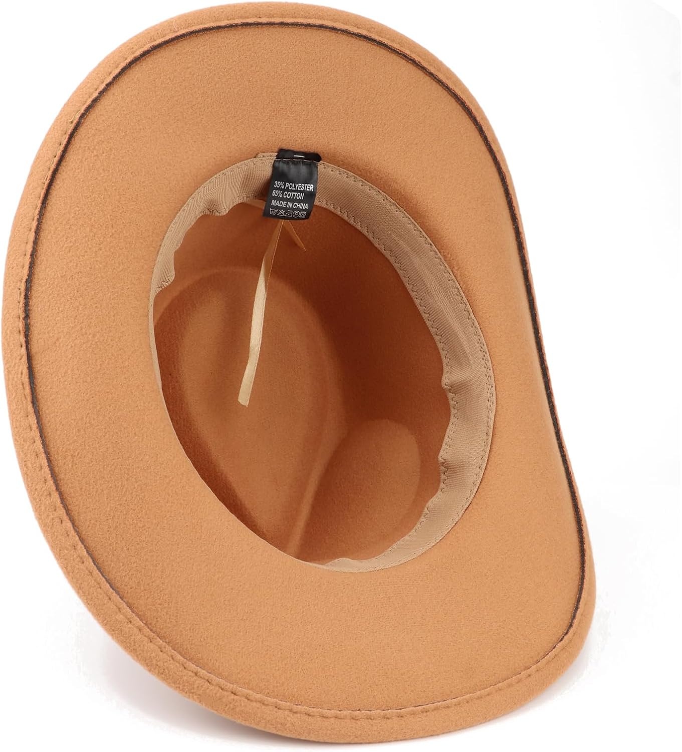 image:imageDRESHOW Women Men Classic Felt Wide Brim Western Cowboy amp Cowgirl Cap Belt Buckle Retro Panama Hat Unisex Rolled up Caps1 Pack Style 1 Khaki Hat Circumference 22228