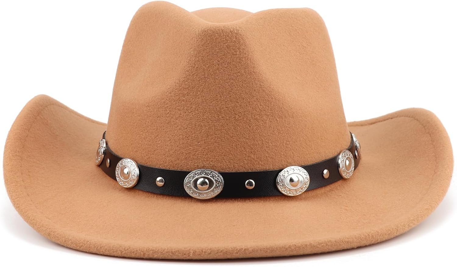 image:imageDRESHOW Women Men Classic Felt Wide Brim Western Cowboy amp Cowgirl Cap Belt Buckle Retro Panama Hat Unisex Rolled up Caps1 Pack Style 1 Khaki Hat Circumference 22228