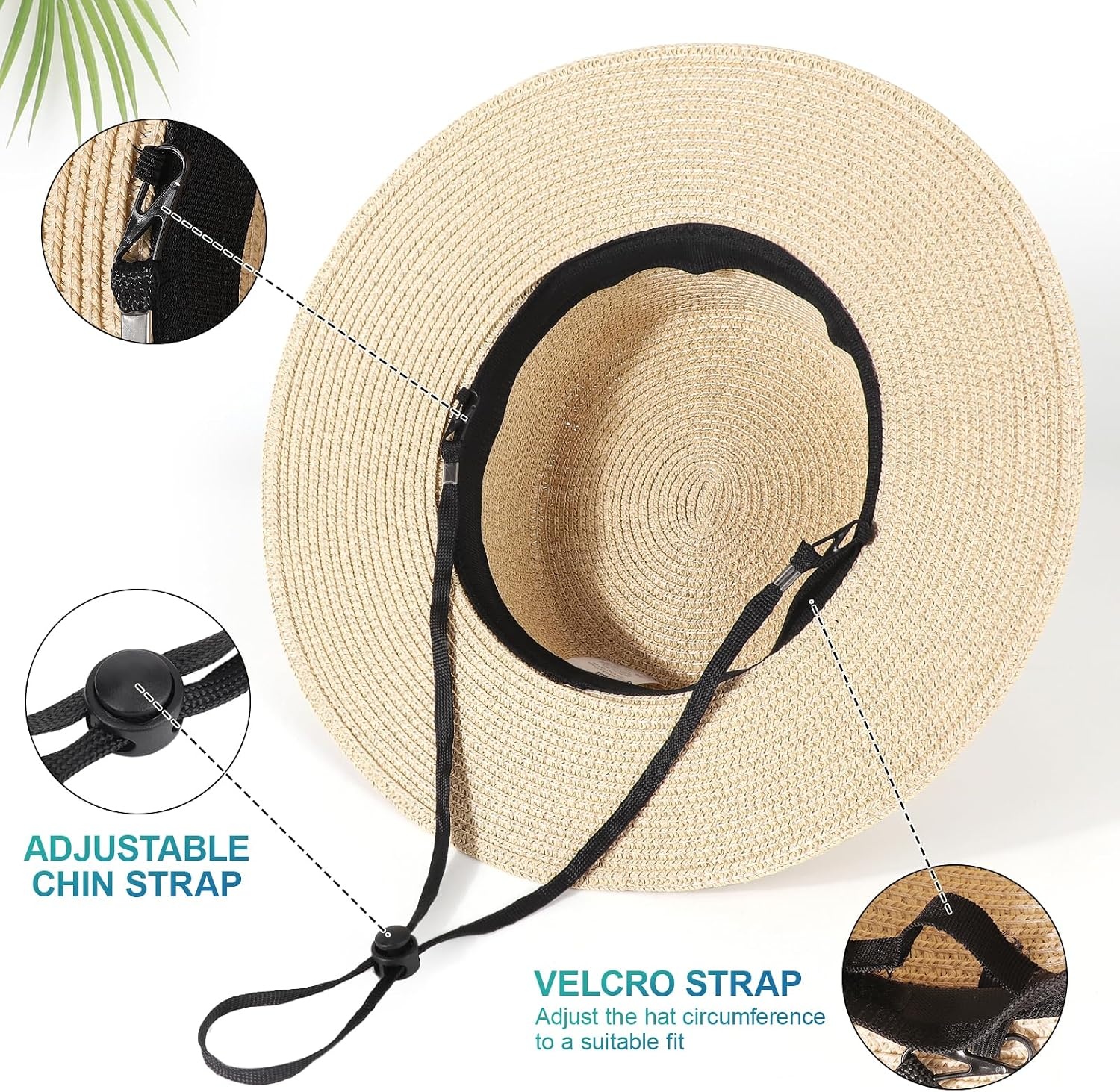 image:imageDRESHOW Women Straw Panama Hat Travel Fedora Beach Sun Hat Summer Wide Brim Straw Roll up Hats UPF 50Fedora L Beige a