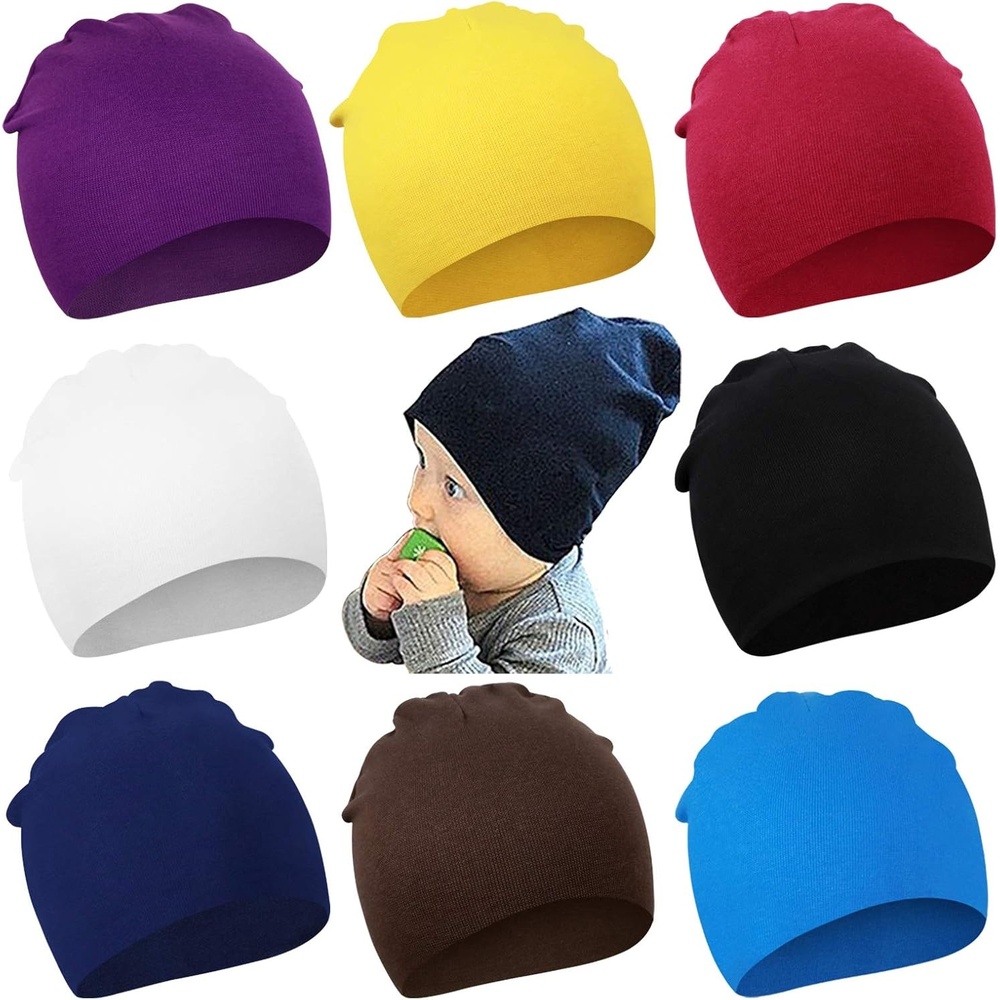 image:imageDRESHOW BQUBO 8 Pack Baby Newborn Hats Infant Toddler Kid Hats Soft Nursery Beanie Unisex Beanie Hat for Boys Girls 06 Years8 Pack F