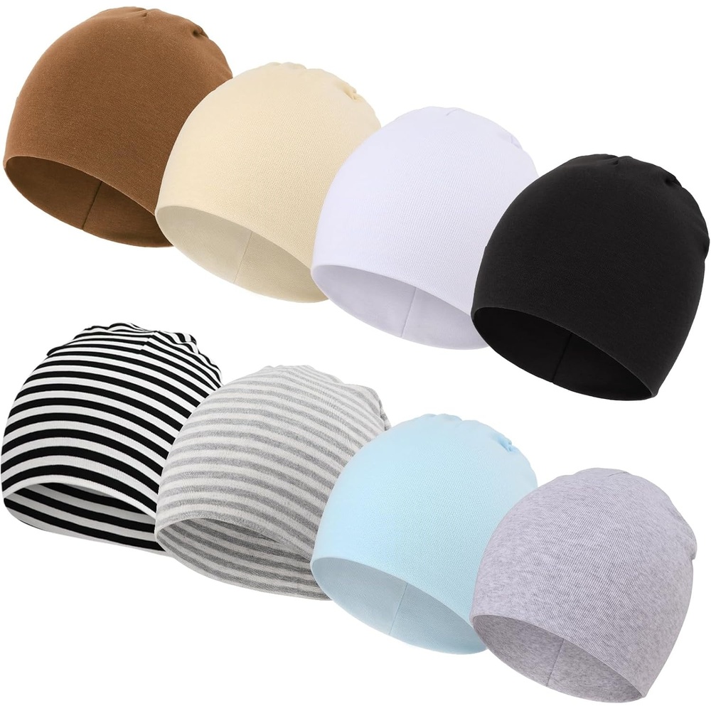 image:imageDRESHOW BQUBO 8 Pack Baby Newborn Hats Infant Toddler Kid Hats Soft Nursery Beanie Unisex Beanie Hat for Boys Girls 06 Years8 Pack J