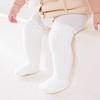 BQUBO Baby Knee High Sock Newborn Toddler Kids Girl Dress Socks Baby Knit Stocking Cotton Infant Bow Socks for 0-7 Years(5 Pairs: White  Cream  Bean Pink  Light Grey  Navy Blue)