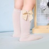 BQUBO Baby Knee High Sock Newborn Toddler Kids Girl Dress Socks Baby Knit Stocking Cotton Infant Bow Socks for 0-7 Years(5 Pairs: White  Pink  Beige  Brown  Black)