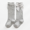 BQUBO Baby Knee High Sock Newborn Toddler Kids Girl Dress Socks Baby Knit Stocking Cotton Infant Bow Socks for 0-7 Years(5 Pairs: White/Light Pink/Grey/Pink/Black)