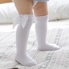 BQUBO Baby Knee High Sock Newborn Toddler Kids Girl Dress Socks Baby Knit Stocking Cotton Infant Bow Socks for 0-7 Years(5 Pairs: White/Light Pink/Red/Green/Black)