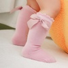 BQUBO Baby Knee High Sock Newborn Toddler Kids Girl Dress Socks Baby Knit Stocking Cotton Infant Bow Socks for 0-7 Years(5 Pairs: Wine  Bean Pink  White  Light Grey  Light Pink)