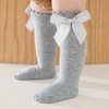 BQUBO Baby Knee High Sock Newborn Toddler Kids Girl Dress Socks Baby Knit Stocking Cotton Infant Bow Socks for 0-7 Years(6 Pairs: Black/Grey/Pink/Green/White/Red)
